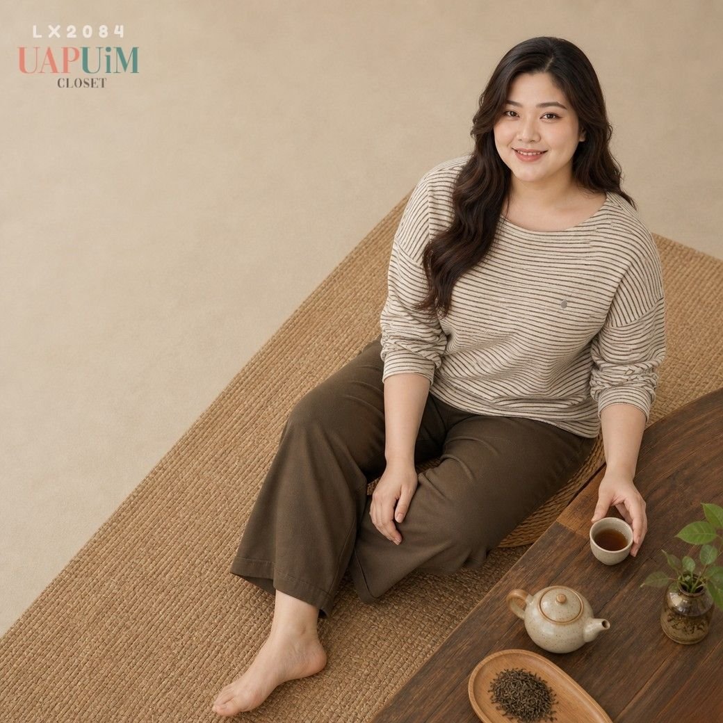 LX2084 เซตเสื้อแขนยาวลายทาง