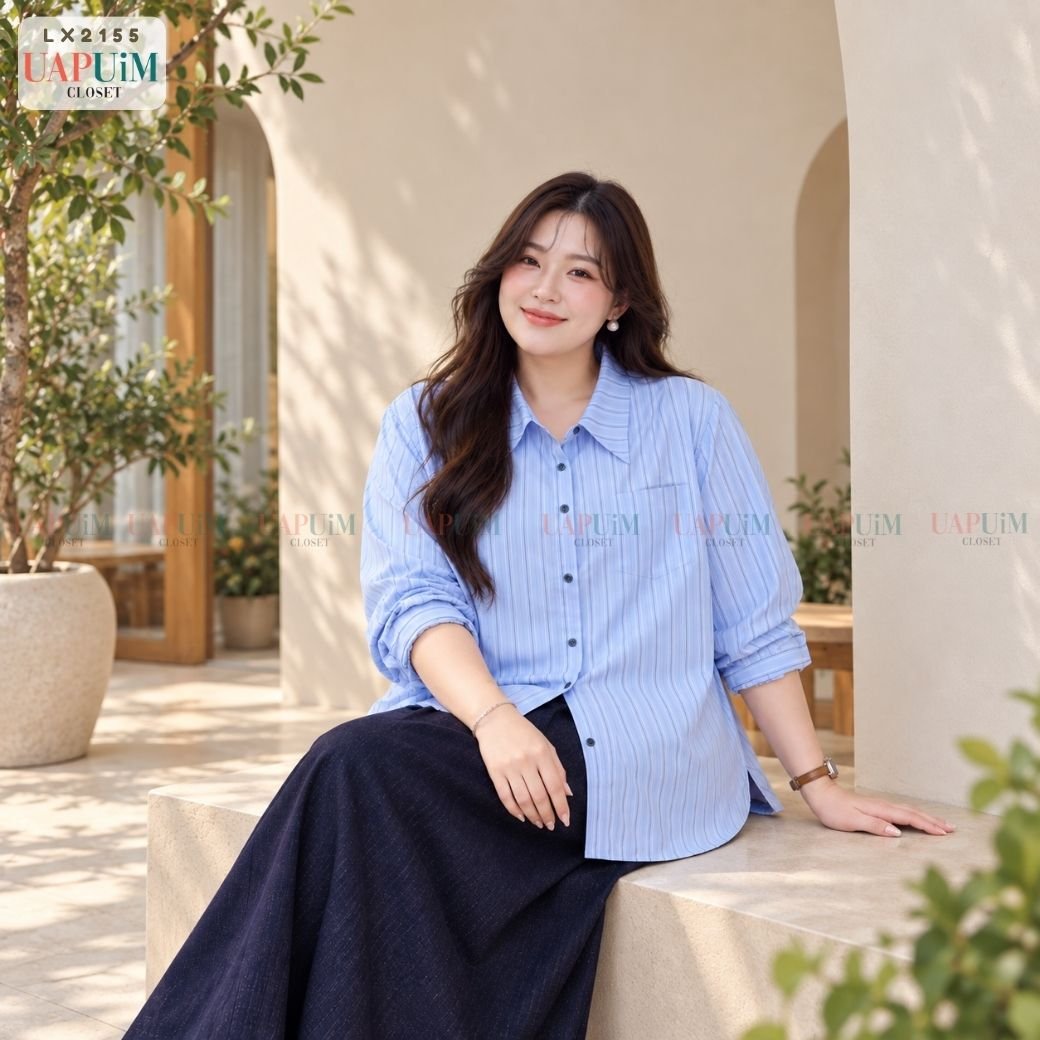 LX2155 เสื้อเชิ้ตแขนยาวลายทาง