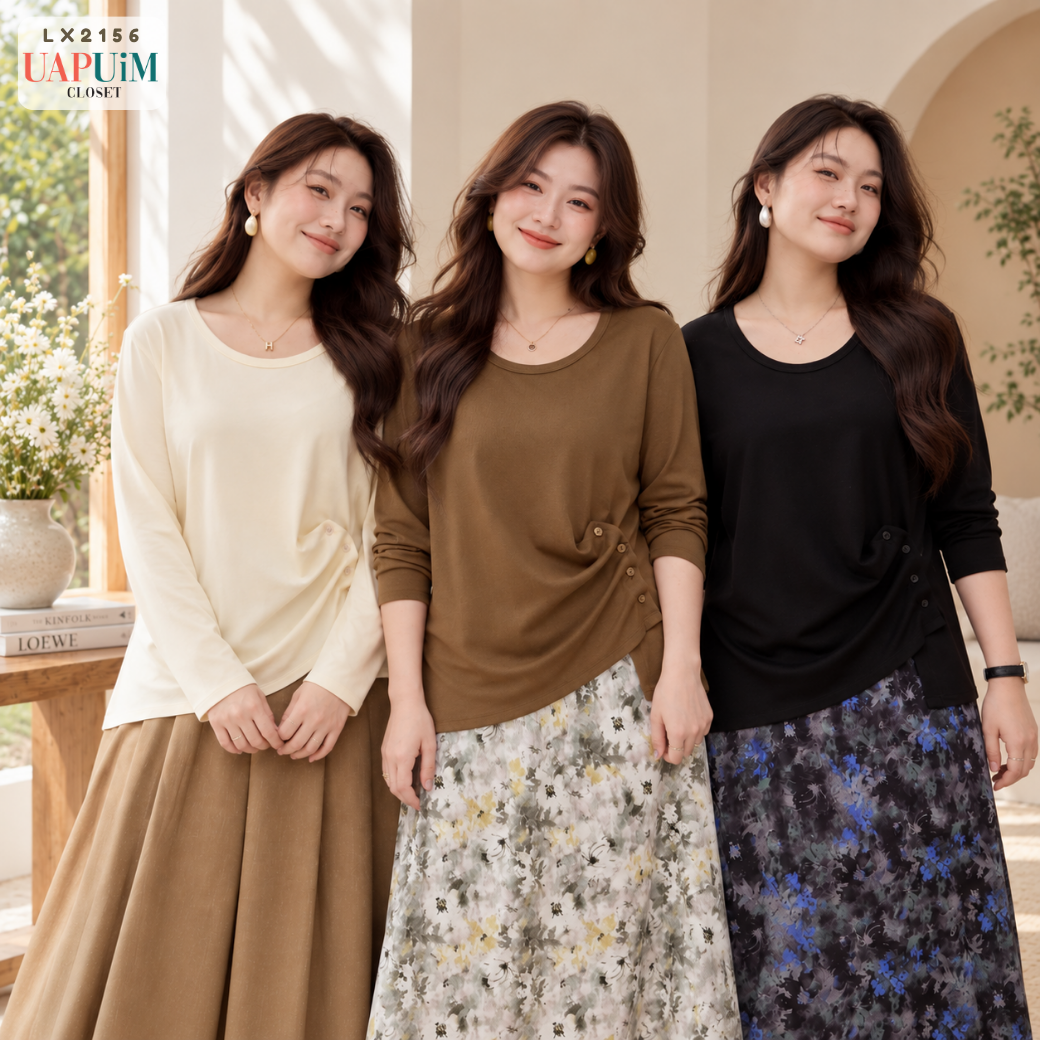 LX2156 เสื้อถักคอกลมแขนยาว