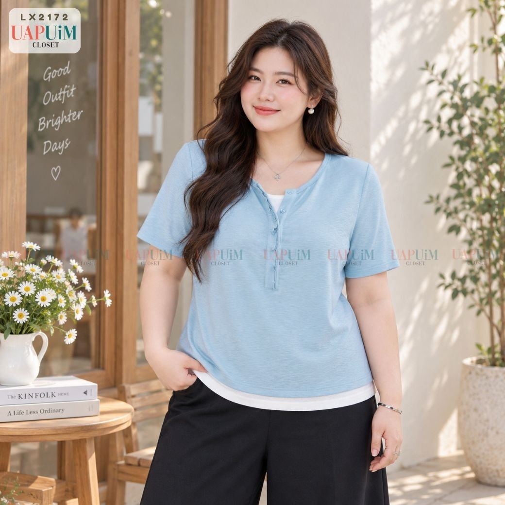 LX2172 เสื้อแขนสั้นดีไซน์เลเยอร์