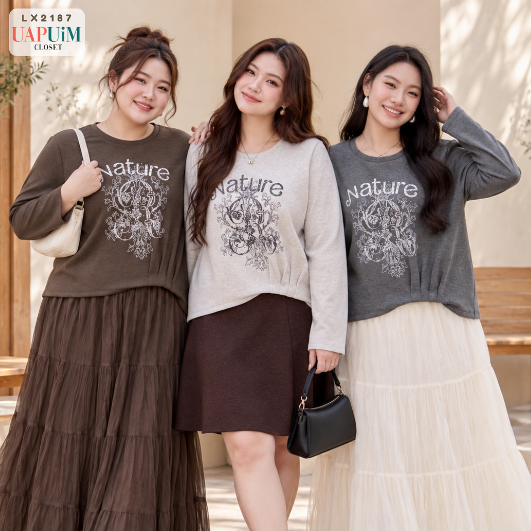 LX2187 เสื้อคอกลมแขนยาวทรงสบาย