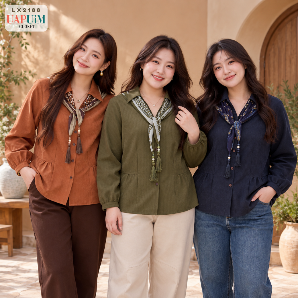 LX2188 เสื้อเชิ้ตแขนยาวทรงสบาย