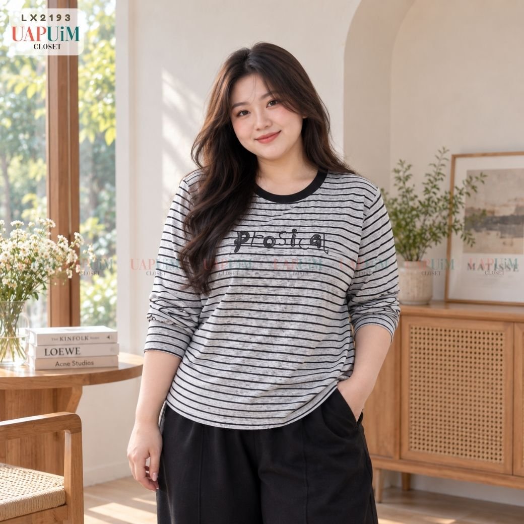 LX2193 เสื้อแขนยาวลายทางสไตล์
